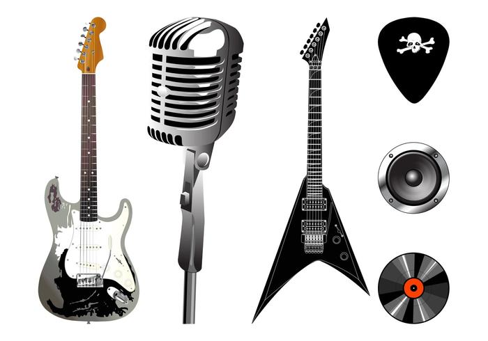 Set di grafica per attrezzature musicali vettore