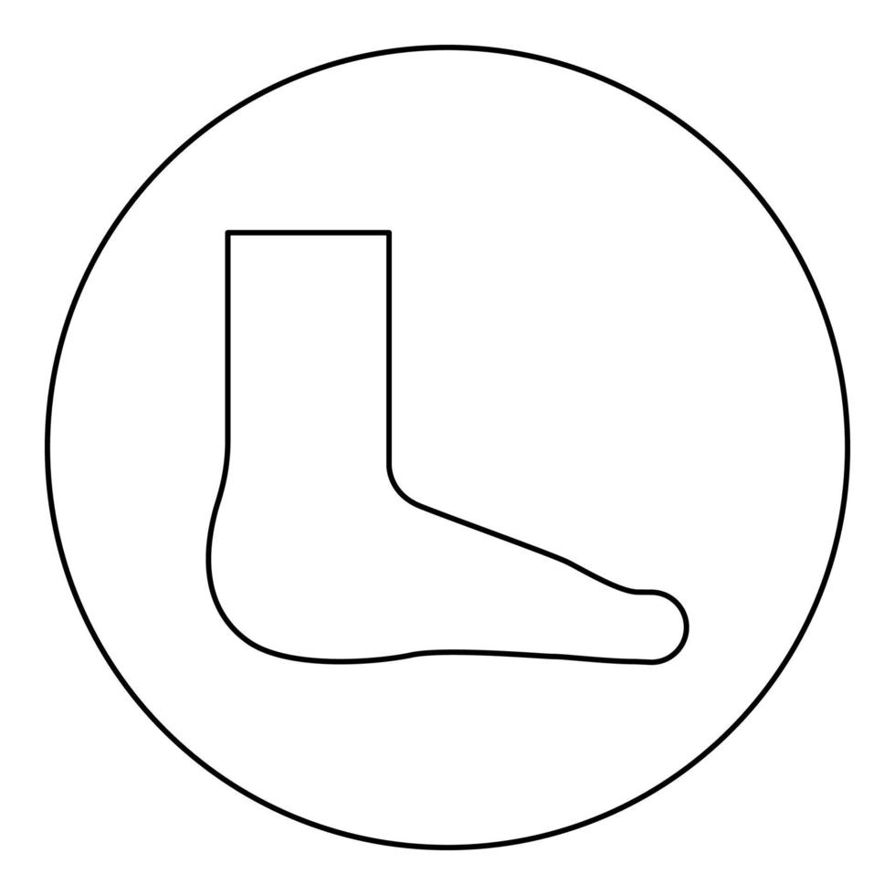 concetto di cura del piede suola della caviglia umana icona nuda in cerchio colore nero rotondo illustrazione vettoriale immagine contorno linea di contorno stile sottile