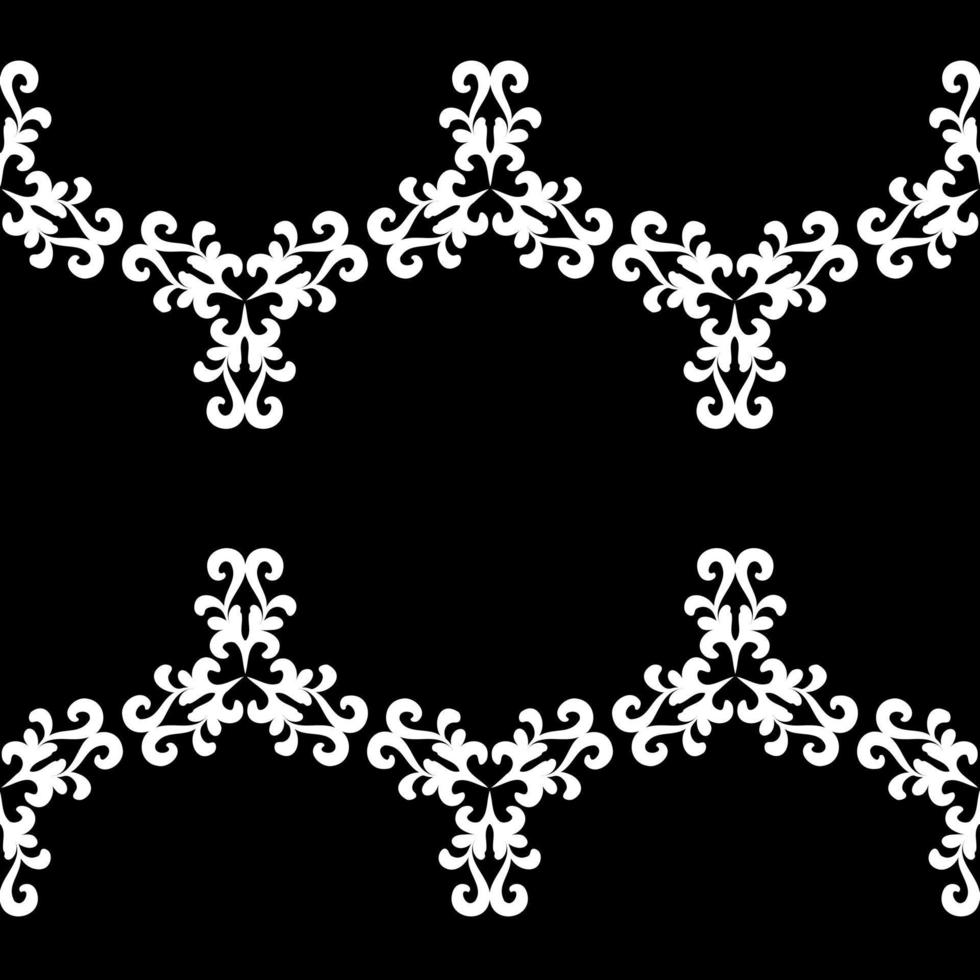 ornamento bianco con elementi floreali su sfondo nero. modello in bianco e nero senza cuciture antico in stile orientale. vettore