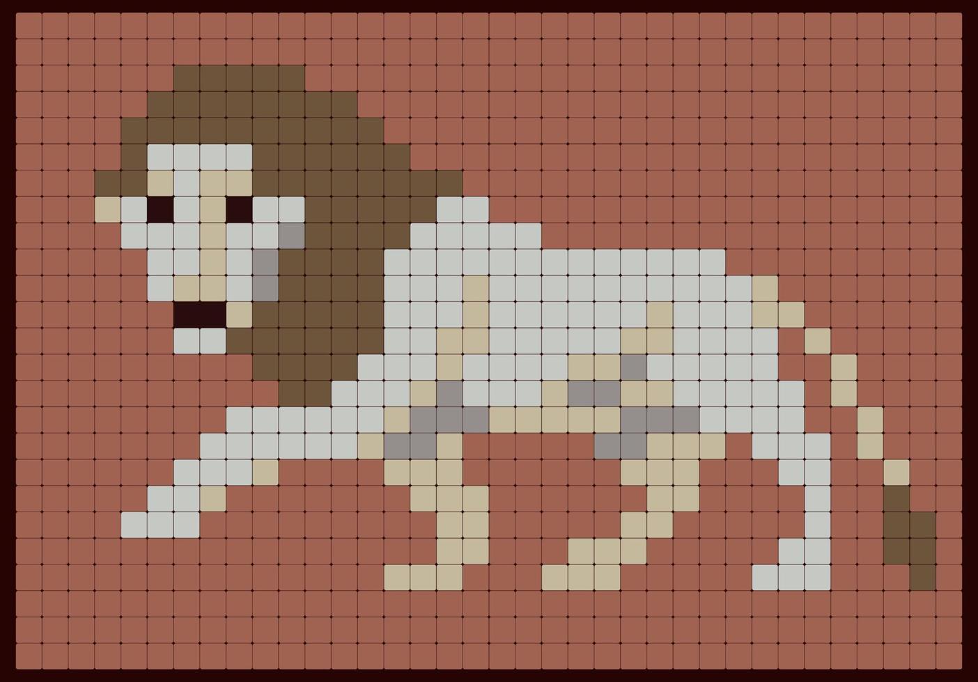 animale pixel leone. simbolo dell'anno 2022. animale da safari in mosaico. simbolo dell'africa. illustrazione vettoriale