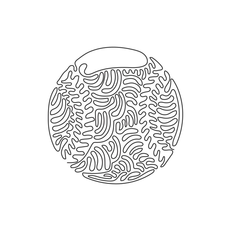 palla da baseball in pelle con disegno a linea continua singola. gioco sportivo tradizionale americano. baseball. palla da baseball e mazze. stile ricciolo a spirale. illustrazione vettoriale di disegno grafico dinamico di una linea