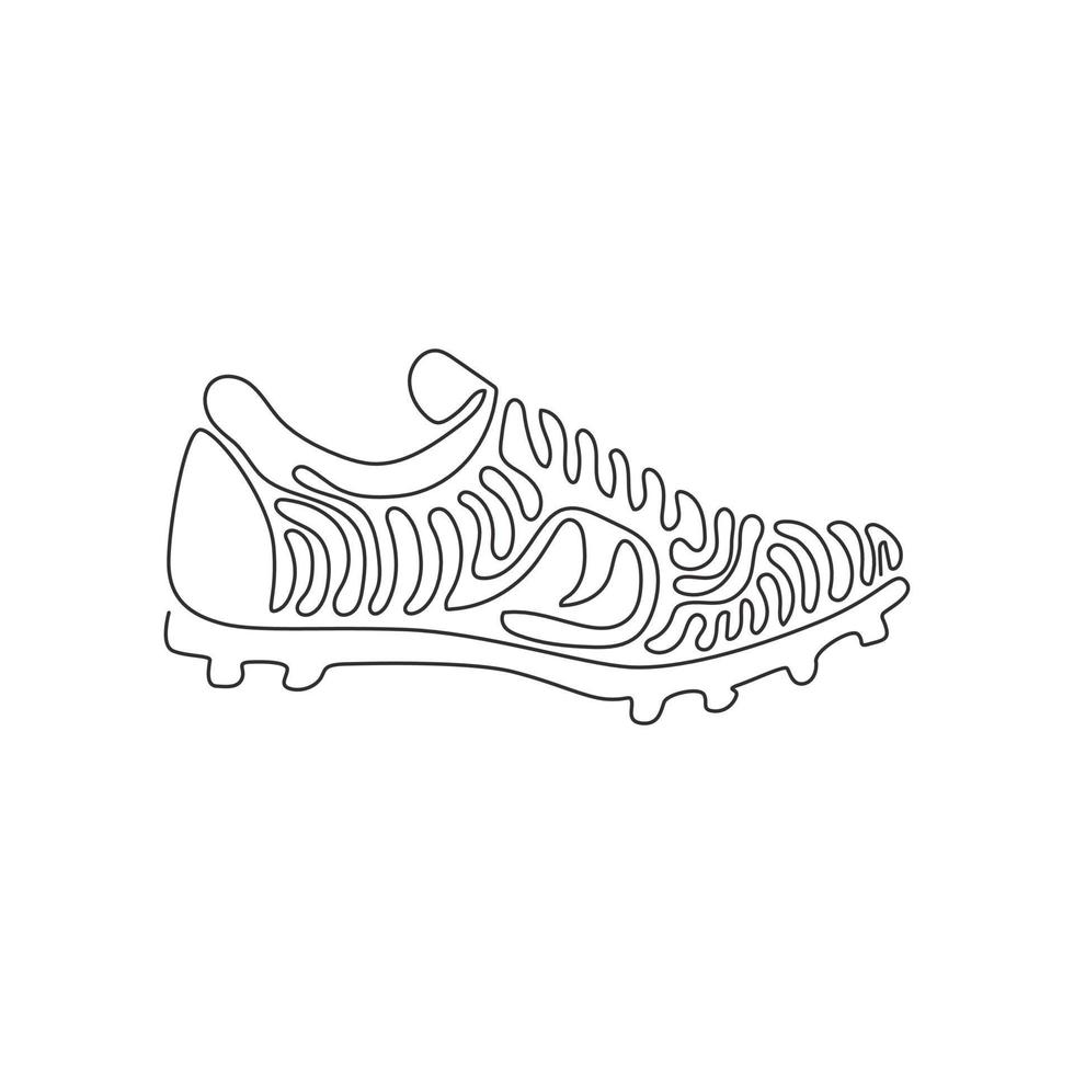 scarpe da calcio con disegno a linea singola. scarpe da calcio. scarpe da calcio. scarpe da calcio calcio tacchetti scarpe. concetto di stile ricciolo ricciolo. illustrazione vettoriale grafica moderna con disegno a linea continua