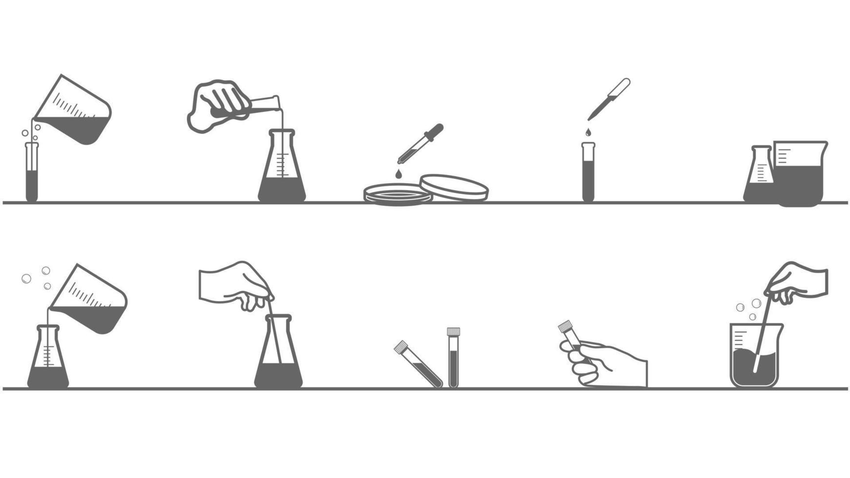 set di icone di apparecchiature di laboratorio di scienze. vettore