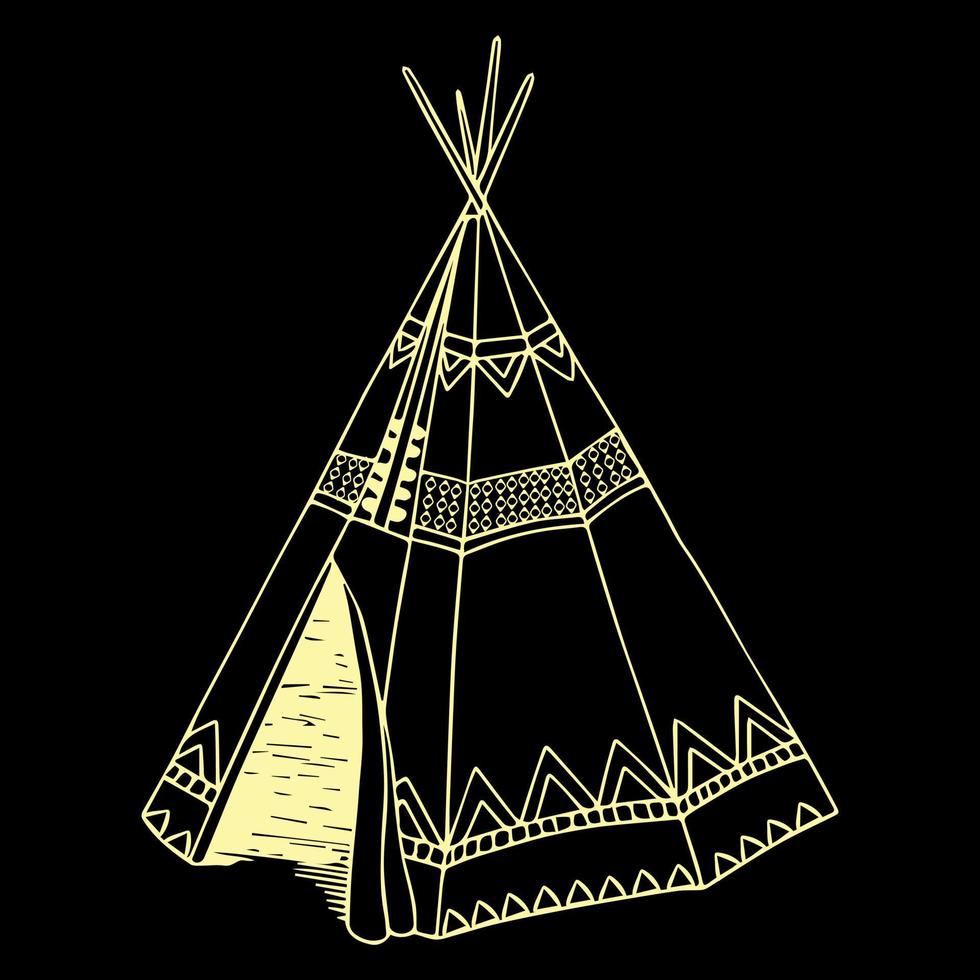 Wigwam con disegno a mano isolato vettore ornamento