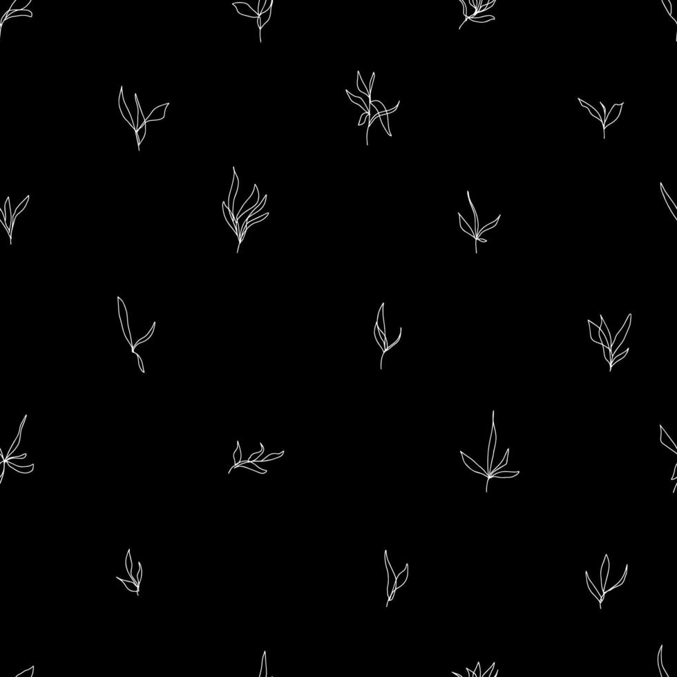vettore minimalista astratto senza cuciture semplici rami isolati con foglie disegnate a mano in una linea