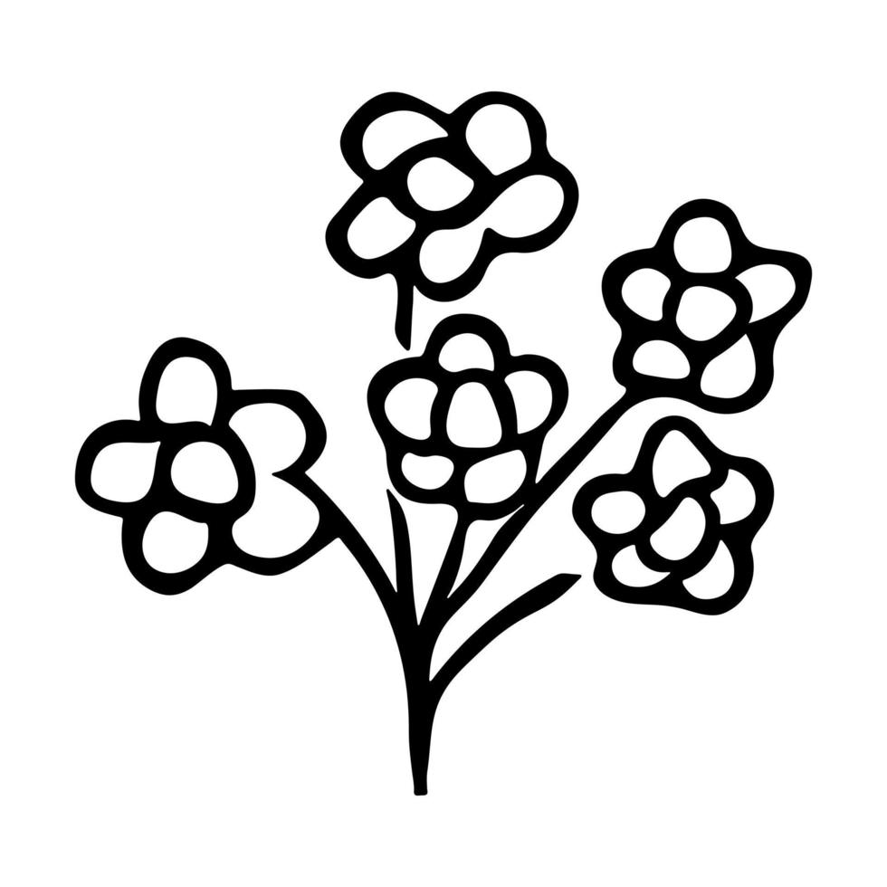 clipart di doodle di fiori semplici di vettore. illustrazione floreale disegnata a mano. per stampa, web, design, arredamento, logo. vettore