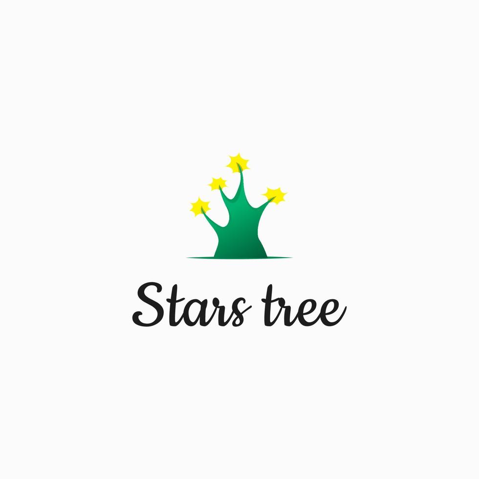 logo dell'albero delle stelle, modello del logo dell'albero, logo della stella, natura ed eco vettore