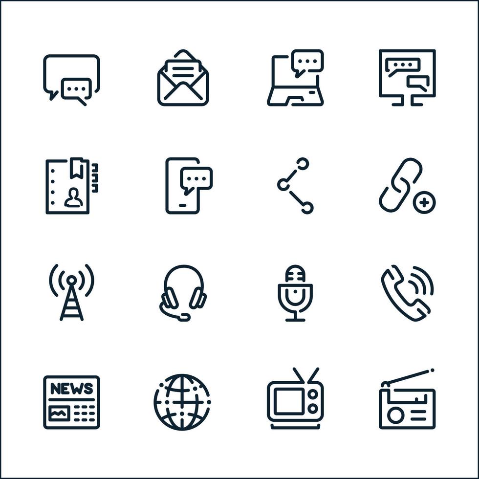 icone di comunicazione con sfondo bianco vettore