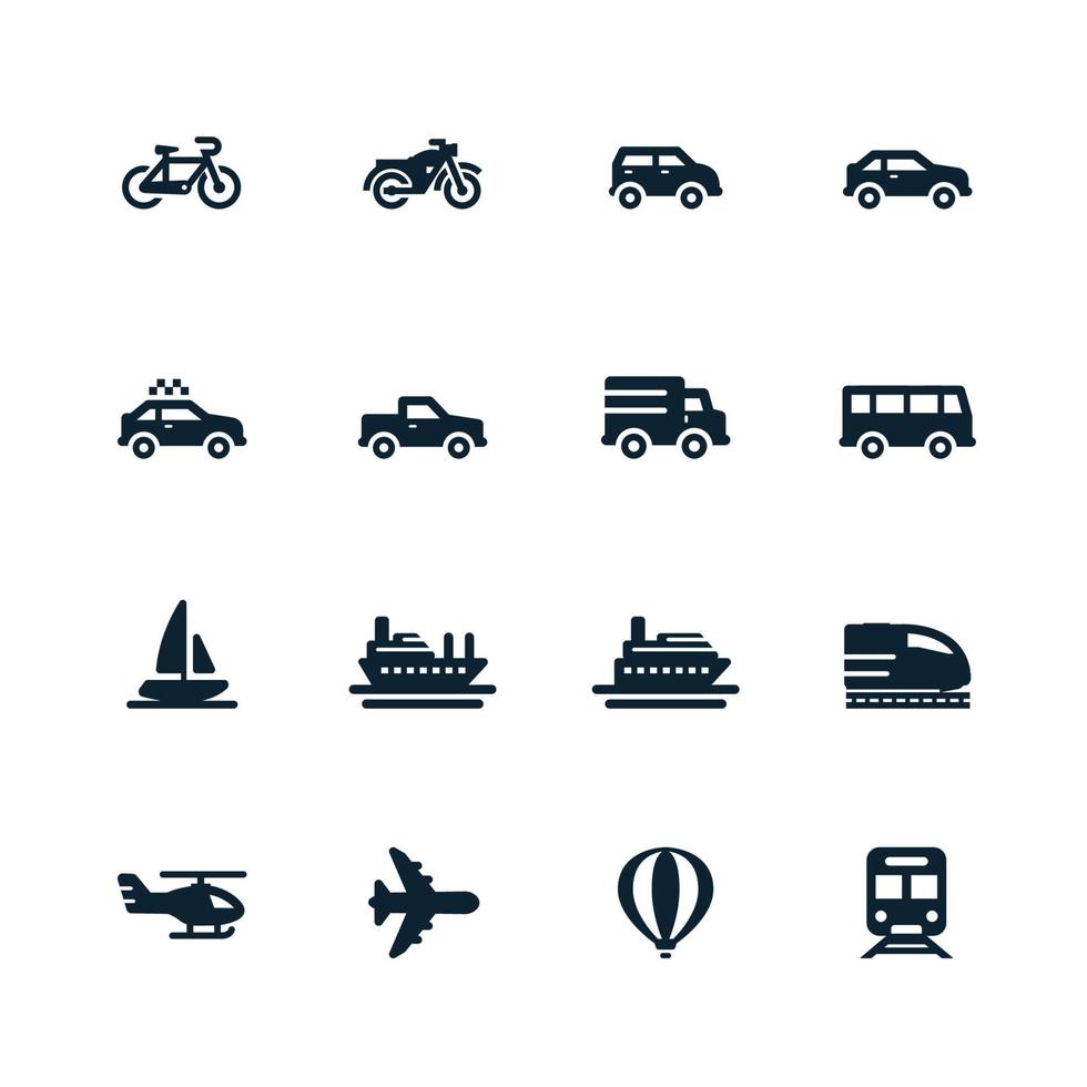 icone di trasporto e veicoli vettore