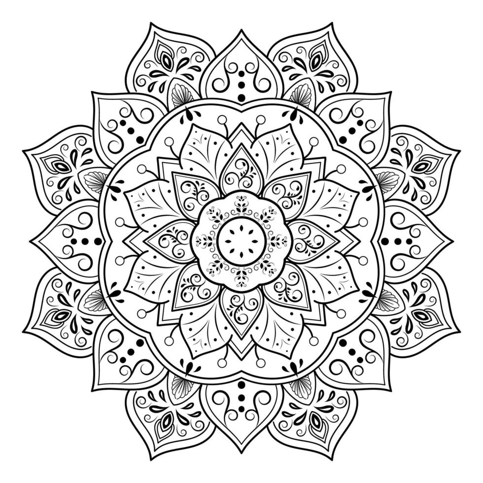 motivo floreale mandala bianco e nero, elementi decorativi vintage, sfondo mandala vettore