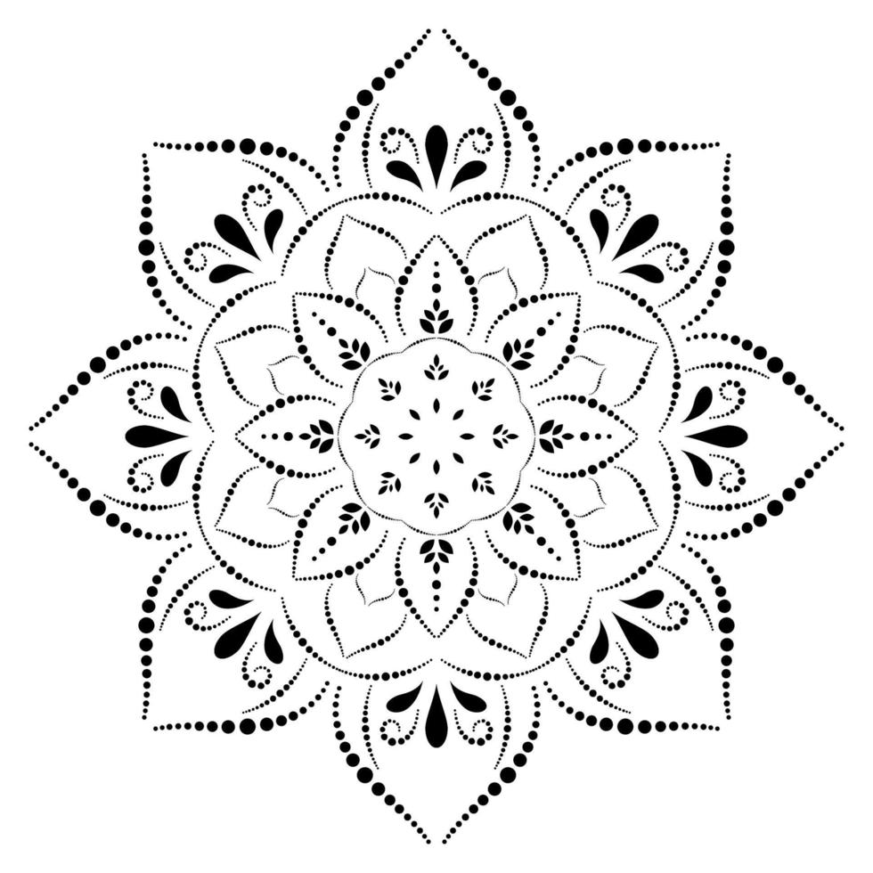 motivo floreale mandala bianco e nero, elementi decorativi vintage, sfondo mandala vettore