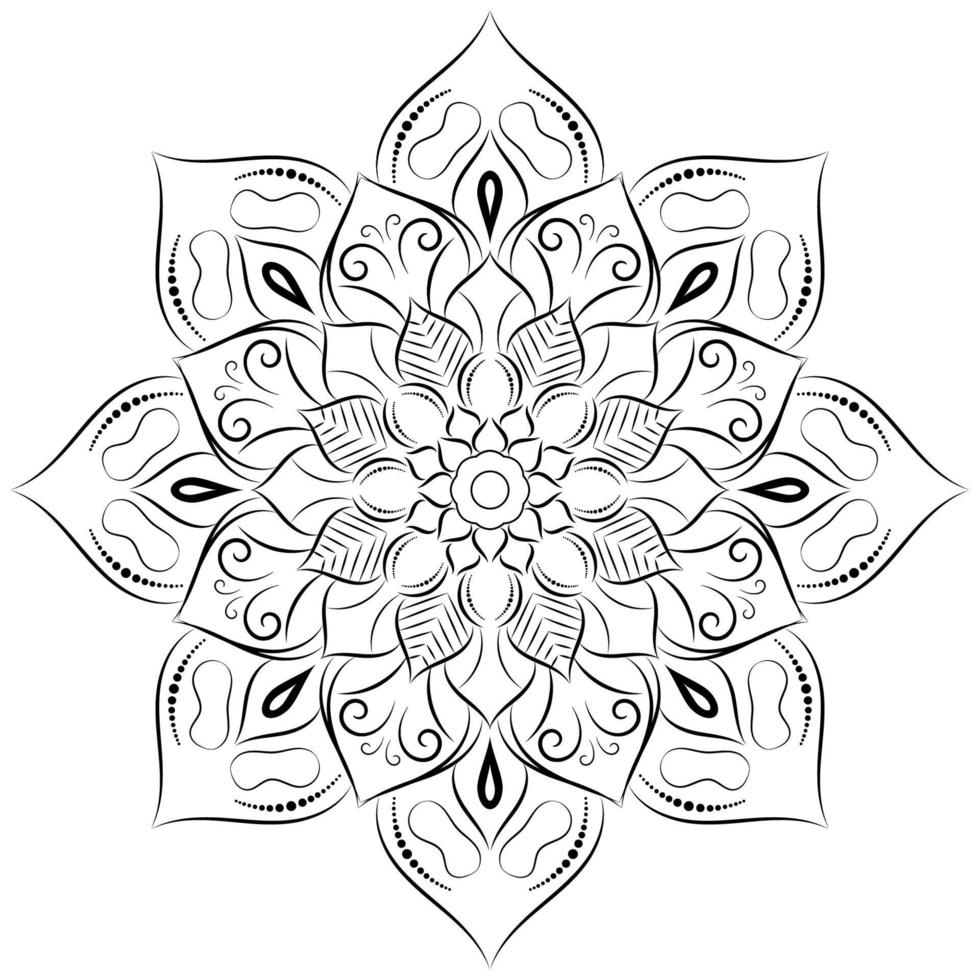 motivo floreale mandala bianco e nero, elementi decorativi vintage, sfondo mandala vettore