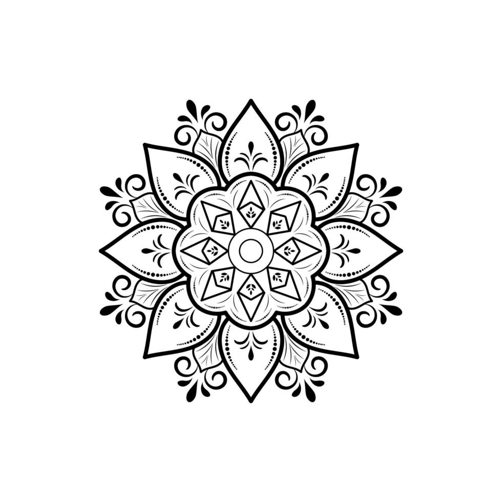 stile floreale mandala minimo, motivo orientale mandala vettoriale, elemento decorativo disegnato a mano. design unico con fiore petalo. concetto relax e meditazione uso per il libro del logo della pagina vettore