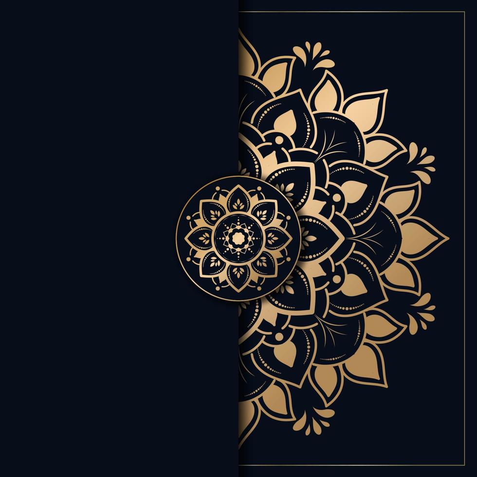 design mandala di lusso con colore oro e blu scuro, sfondo mandala floreale vettore