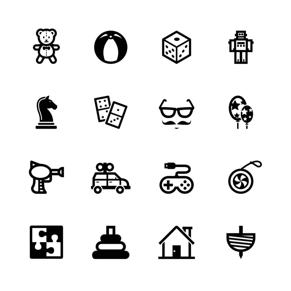 icone di giocattoli e attività con sfondo bianco vettore