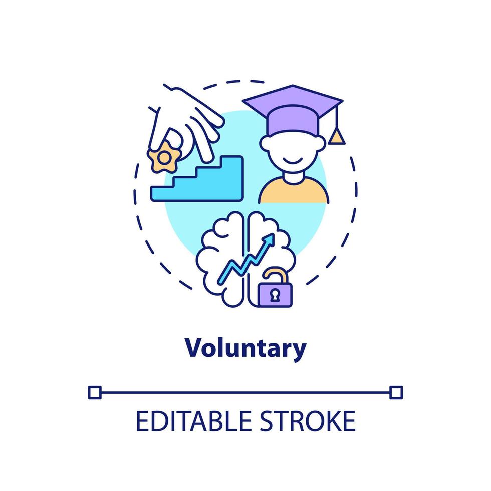 icona del concetto di educazione volontaria. caratteristiche di apprendimento permanente idea astratta linea sottile illustrazione. disegno di contorno isolato. tratto modificabile. vettore
