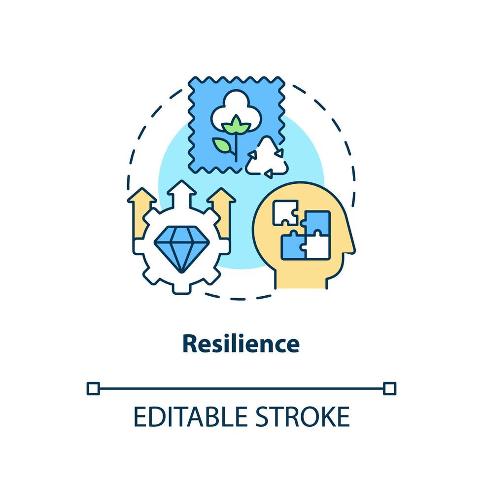 icona del concetto di resilienza. economia circolare principio chiave idea astratta linea sottile illustrazione. producendo zero rifiuti. disegno di contorno isolato. tratto modificabile. vettore