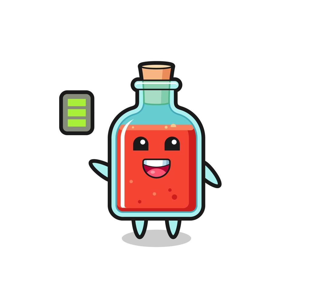 personaggio mascotte bottiglia di veleno quadrato con gesto energico vettore