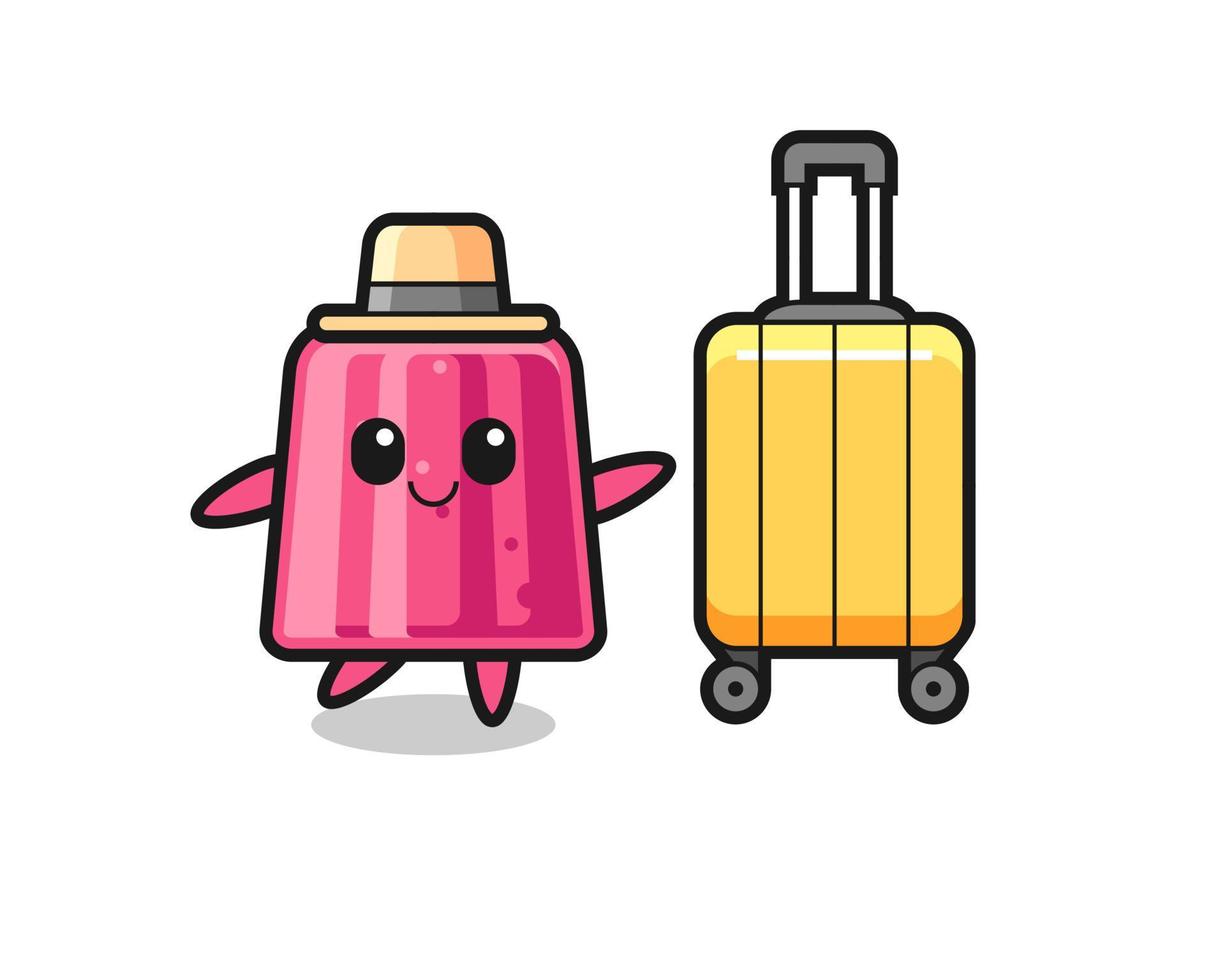 illustrazione del fumetto della gelatina con i bagagli in vacanza vettore