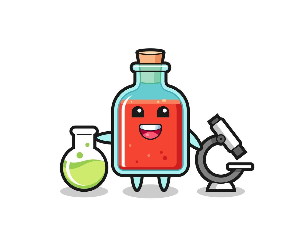 personaggio mascotte della bottiglia di veleno quadrata come scienziato vettore
