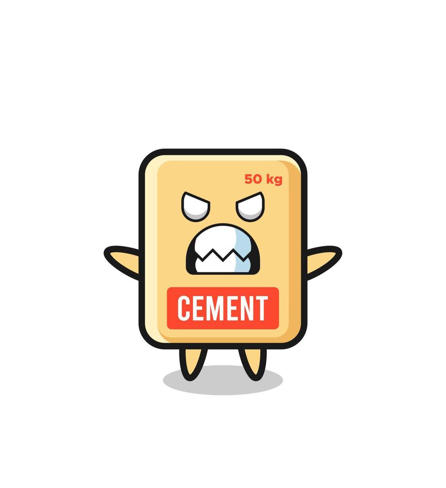 espressione adirata del personaggio della mascotte del sacco di cemento vettore