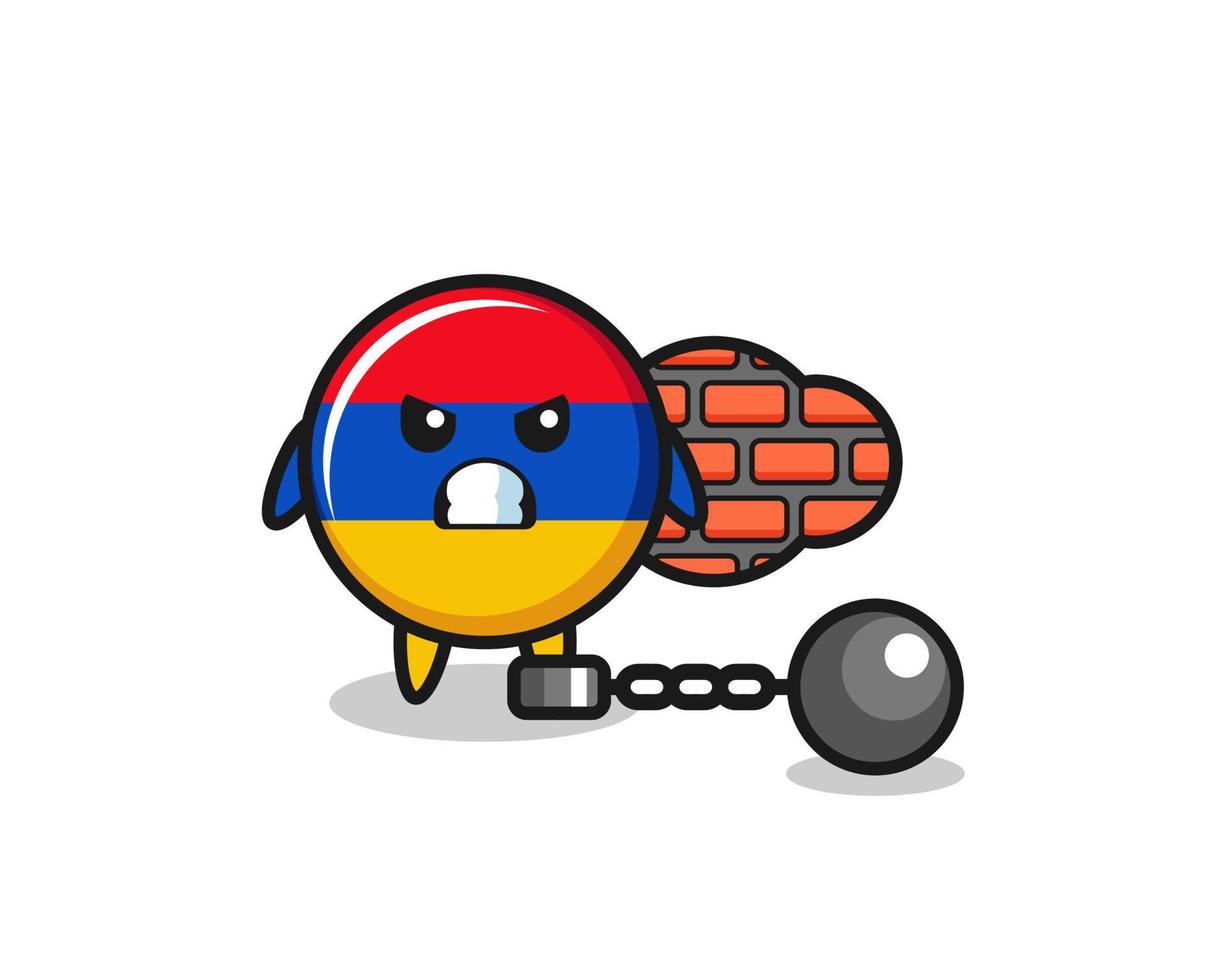 personaggio mascotte della bandiera armena come prigioniero vettore