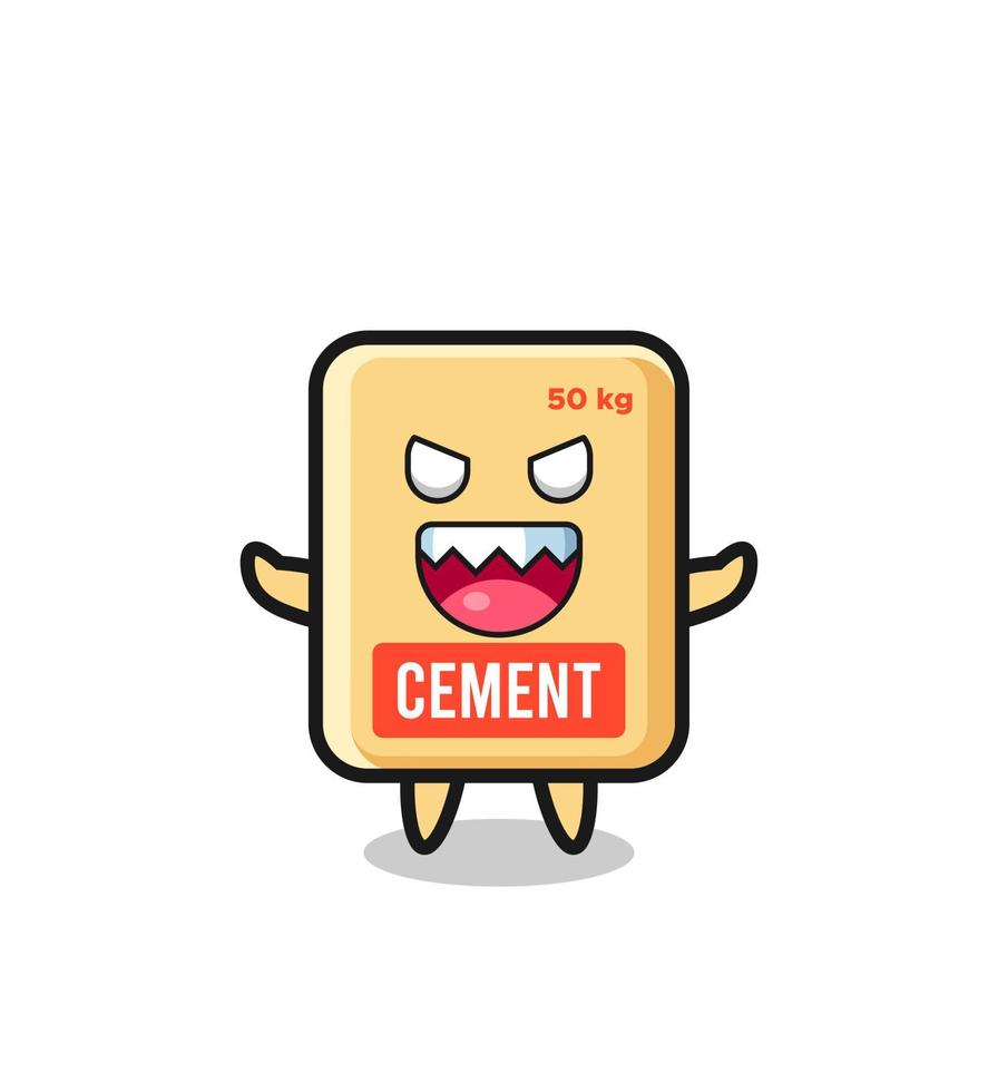 illustrazione del personaggio malvagio della mascotte del sacco di cemento vettore