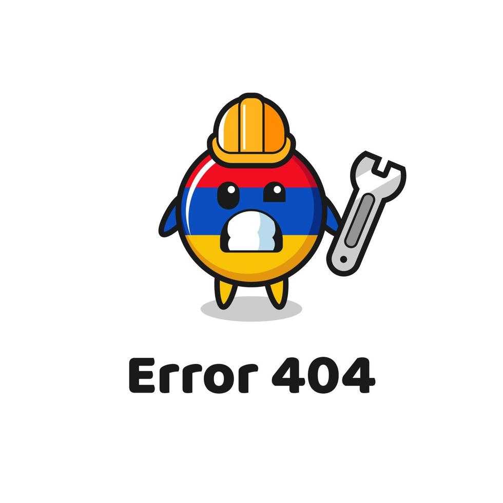 errore 404 con la simpatica mascotte della bandiera dell'Armenia vettore