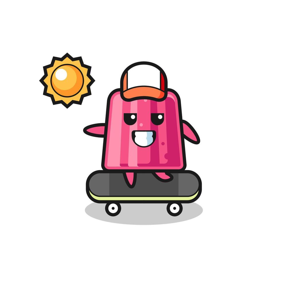 illustrazione del personaggio di gelatina cavalcare uno skateboard vettore