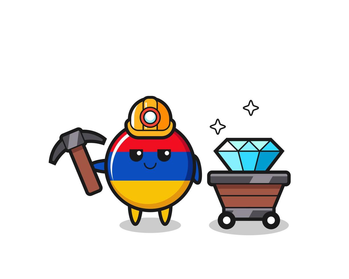 illustrazione del personaggio della bandiera armena come minatore vettore