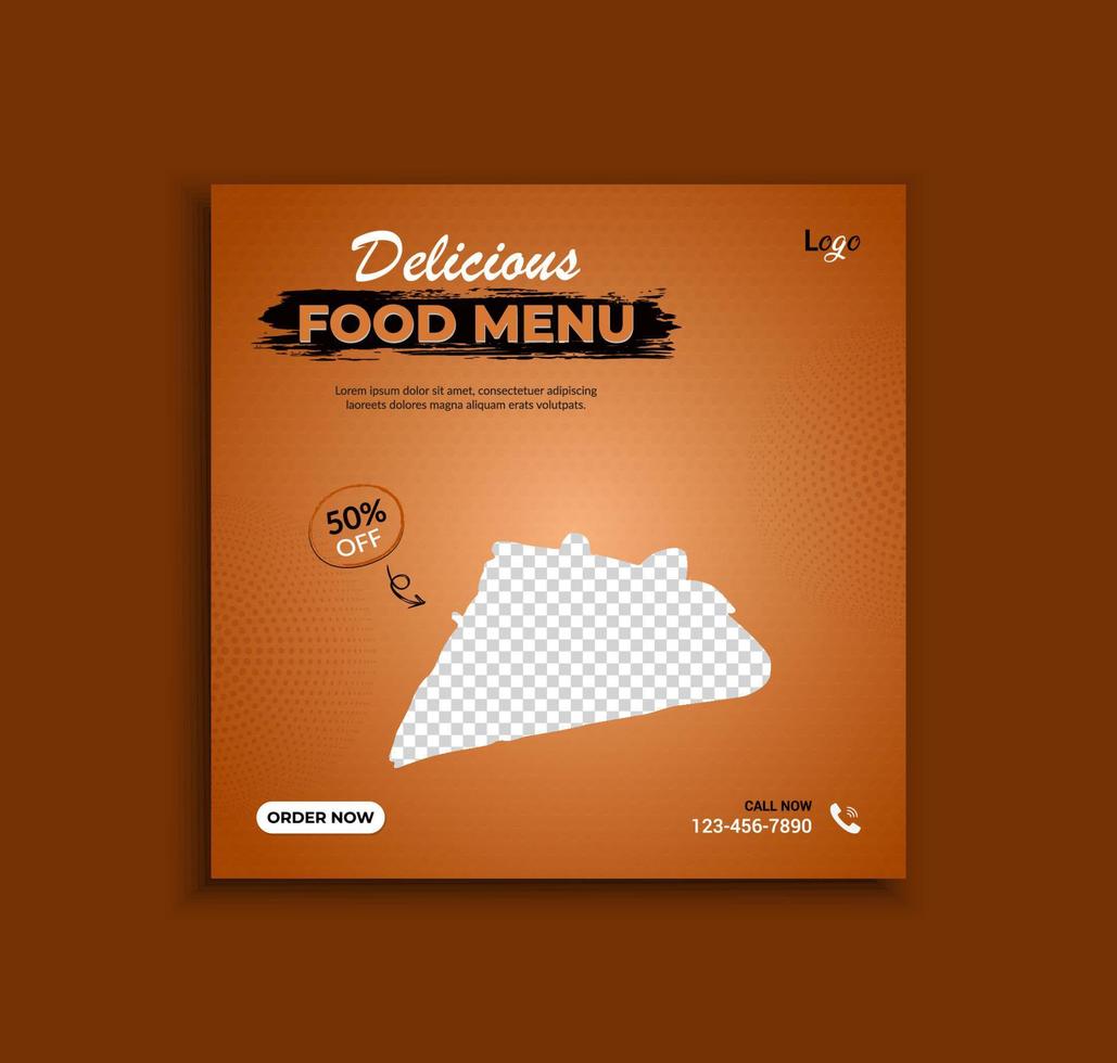 menu di pizza cibo post sui social media e modello di banner web vettore