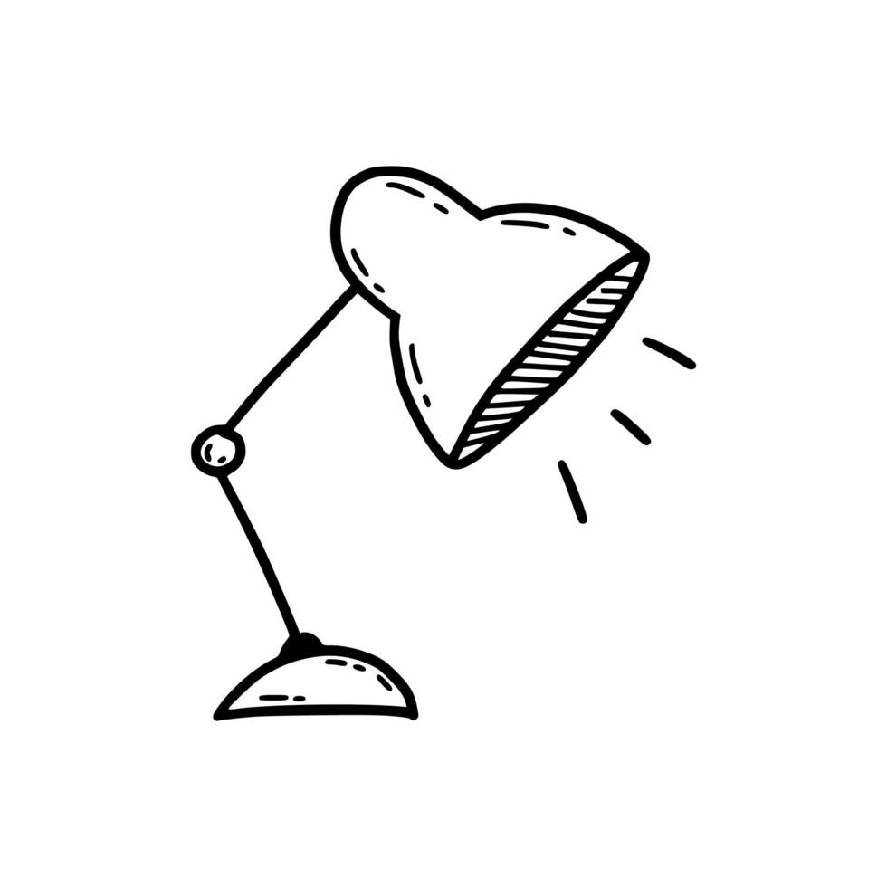 lampada da tavolo. lampadina della scuola. illustrazione di doodle di vettore. icona lineare. vettore