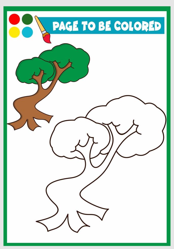 libro da colorare per bambini gli alberi vettore