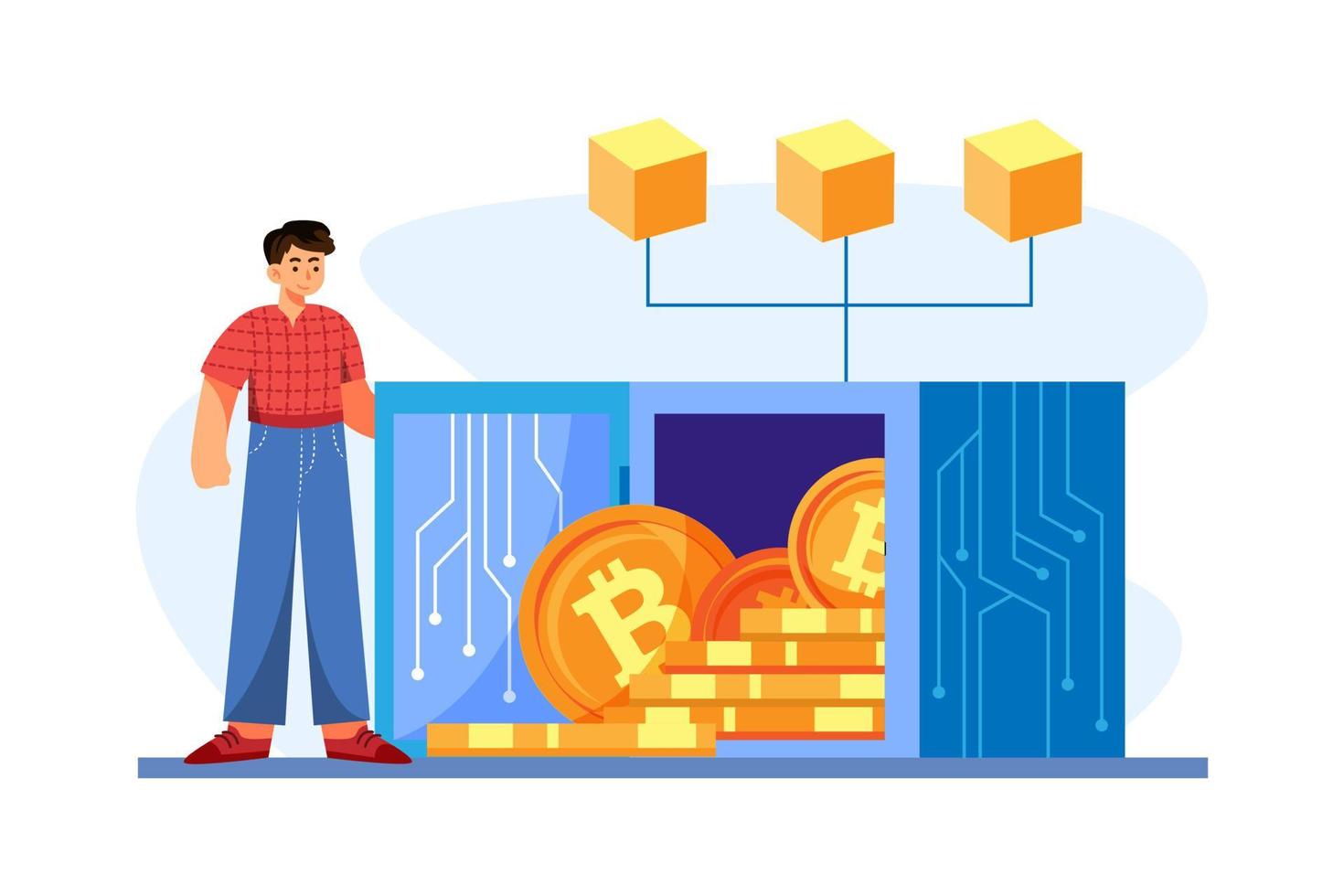 concetto di illustrazione di criptovaluta. illustrazione piatta isolata su sfondo bianco vettore