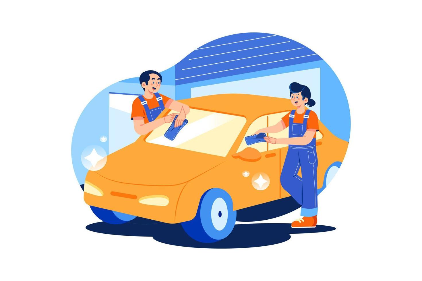 concetto di illustrazione del servizio di lavaggio auto. illustrazione piatta isolata su sfondo bianco vettore
