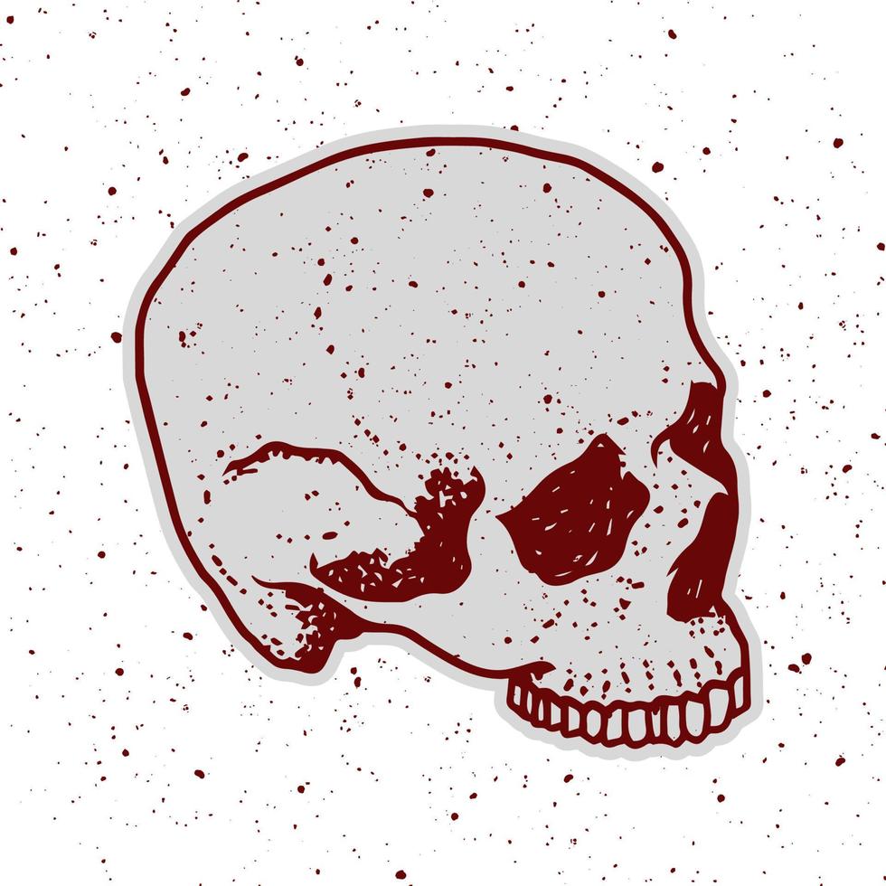 illustrazione del cranio con stile di disegno a mano vettore