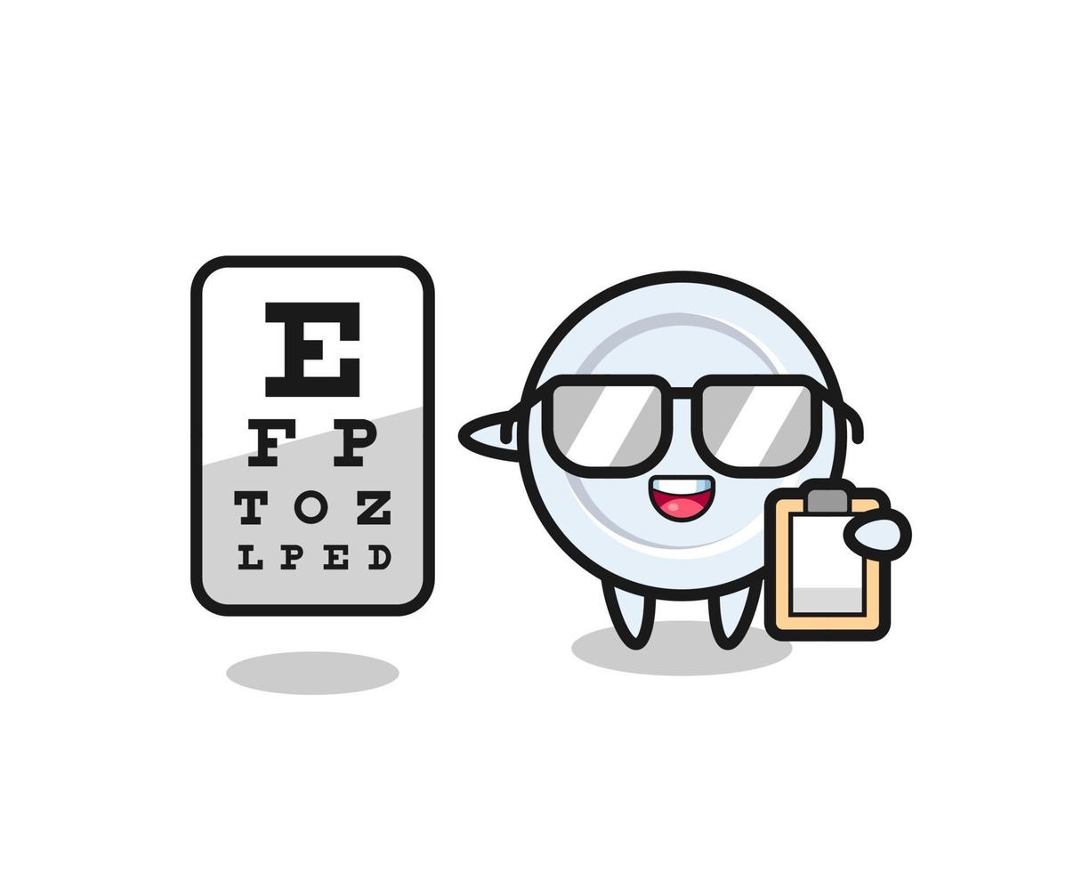 illustrazione della mascotte del piatto come oftalmologia vettore