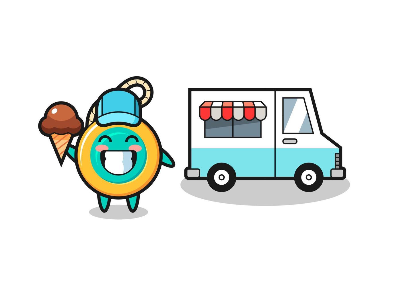 cartone animato mascotte di yo-yo con camion dei gelati vettore