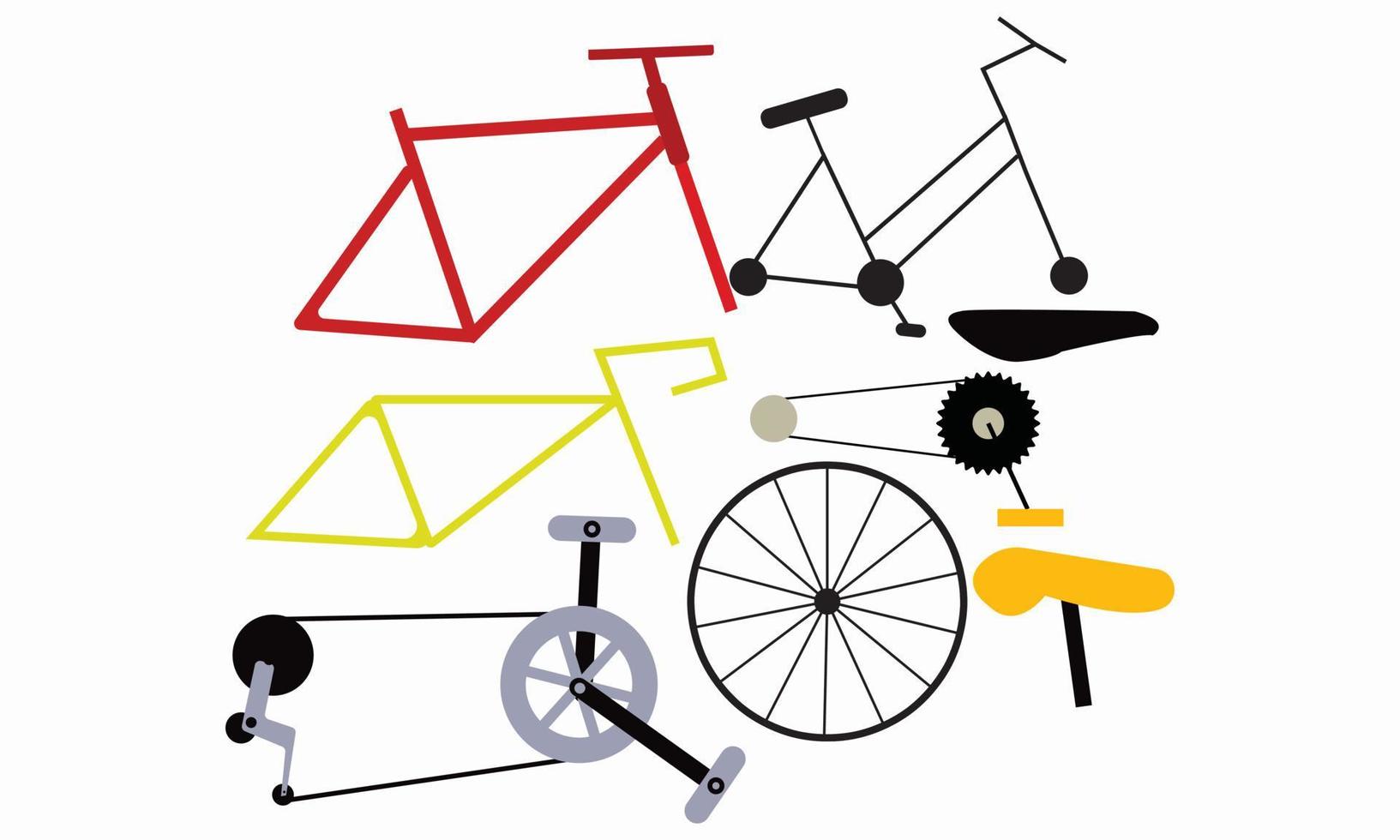 illustrazioni di vettori di parti di biciclette elementi di ciclismo del ciclista su strada