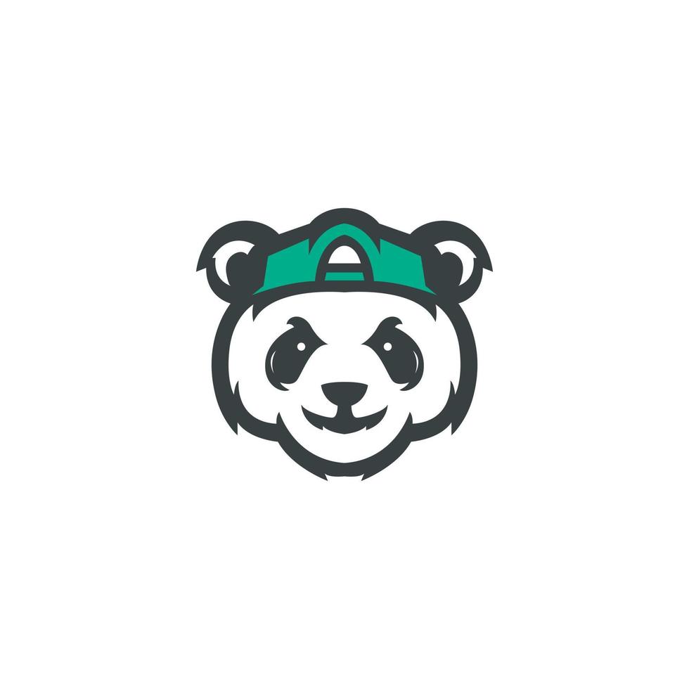 logo panda con cappello vettore