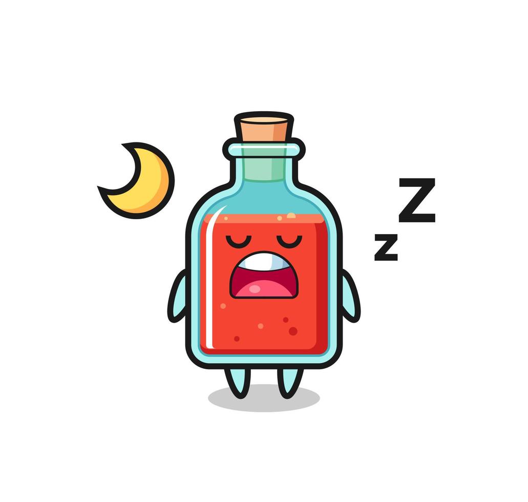 illustrazione quadrata del personaggio della bottiglia di veleno che dorme di notte vettore