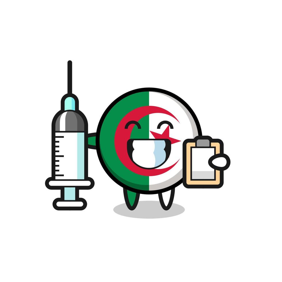 illustrazione della mascotte della bandiera dell'algeria come medico vettore