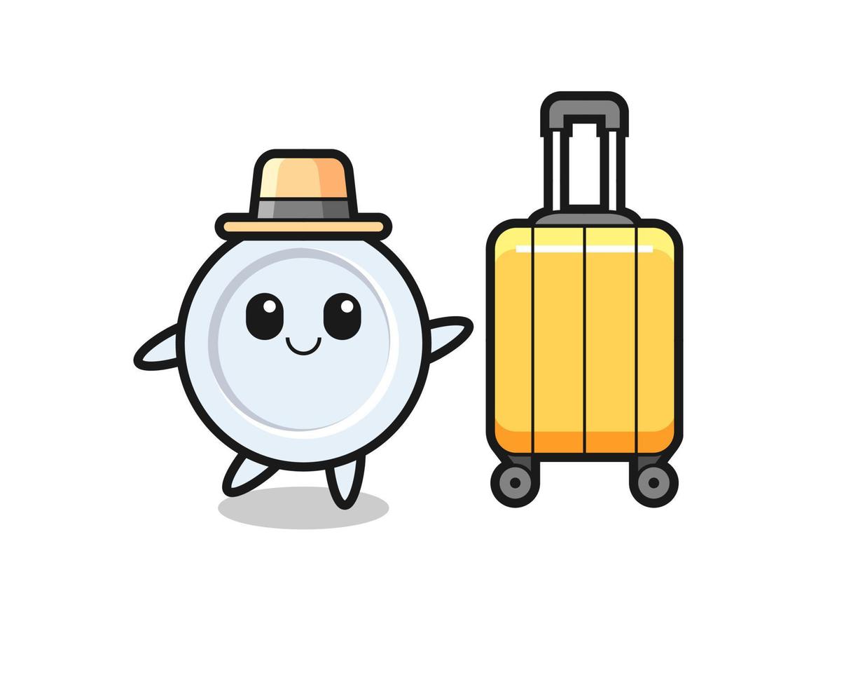 illustrazione del fumetto della piastra con i bagagli in vacanza vettore
