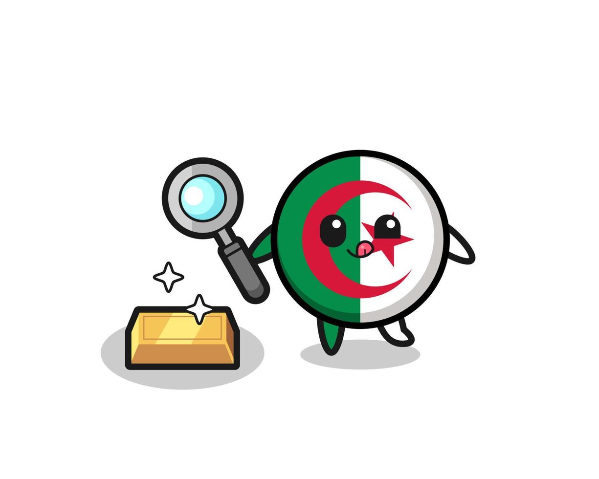 il personaggio della bandiera dell'Algeria sta verificando l'autenticità dei lingotti d'oro vettore