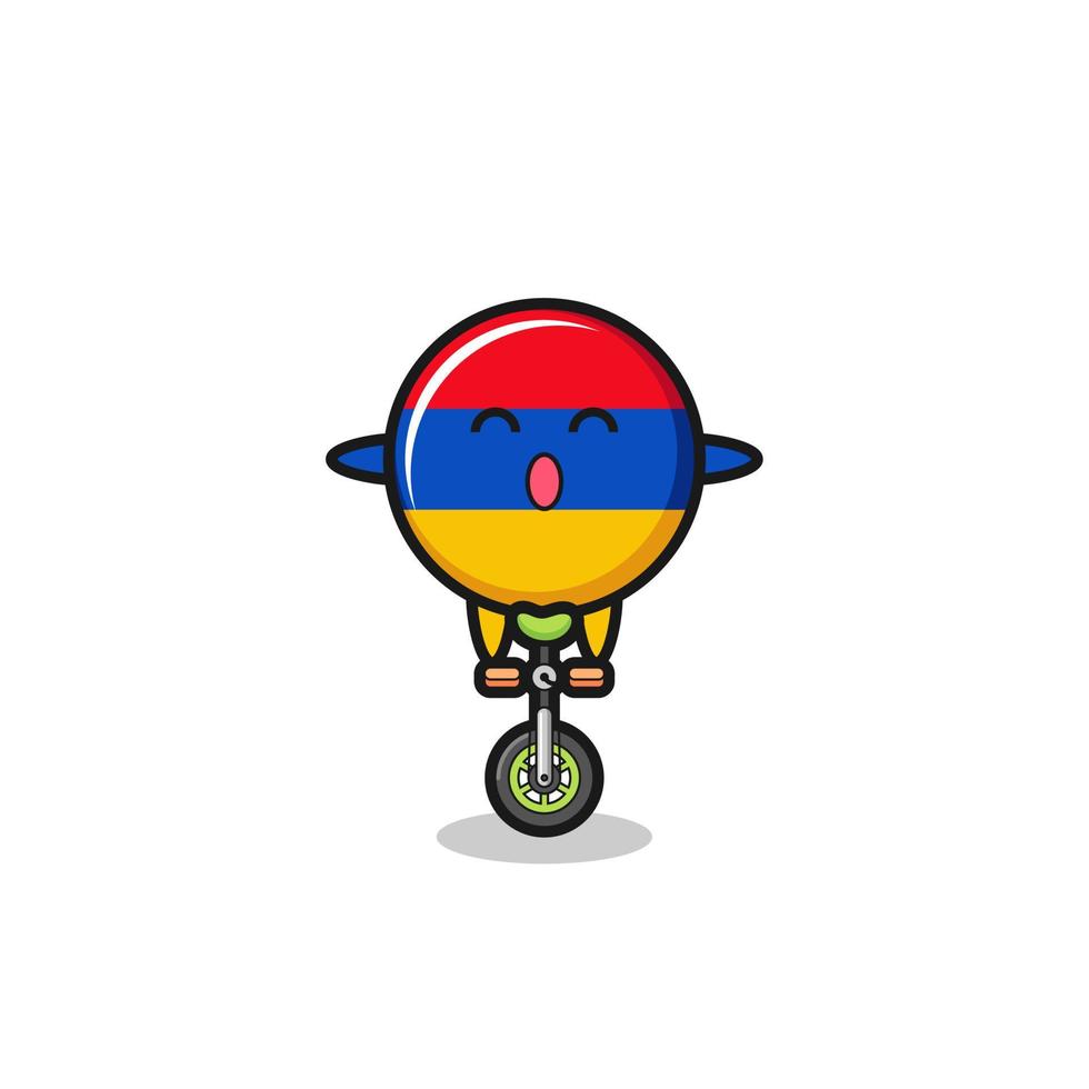 il simpatico personaggio della bandiera dell'Armenia sta guidando una bici da circo vettore