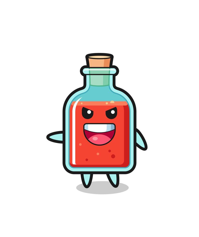 cartone animato bottiglia di veleno quadrato con posa molto eccitata vettore