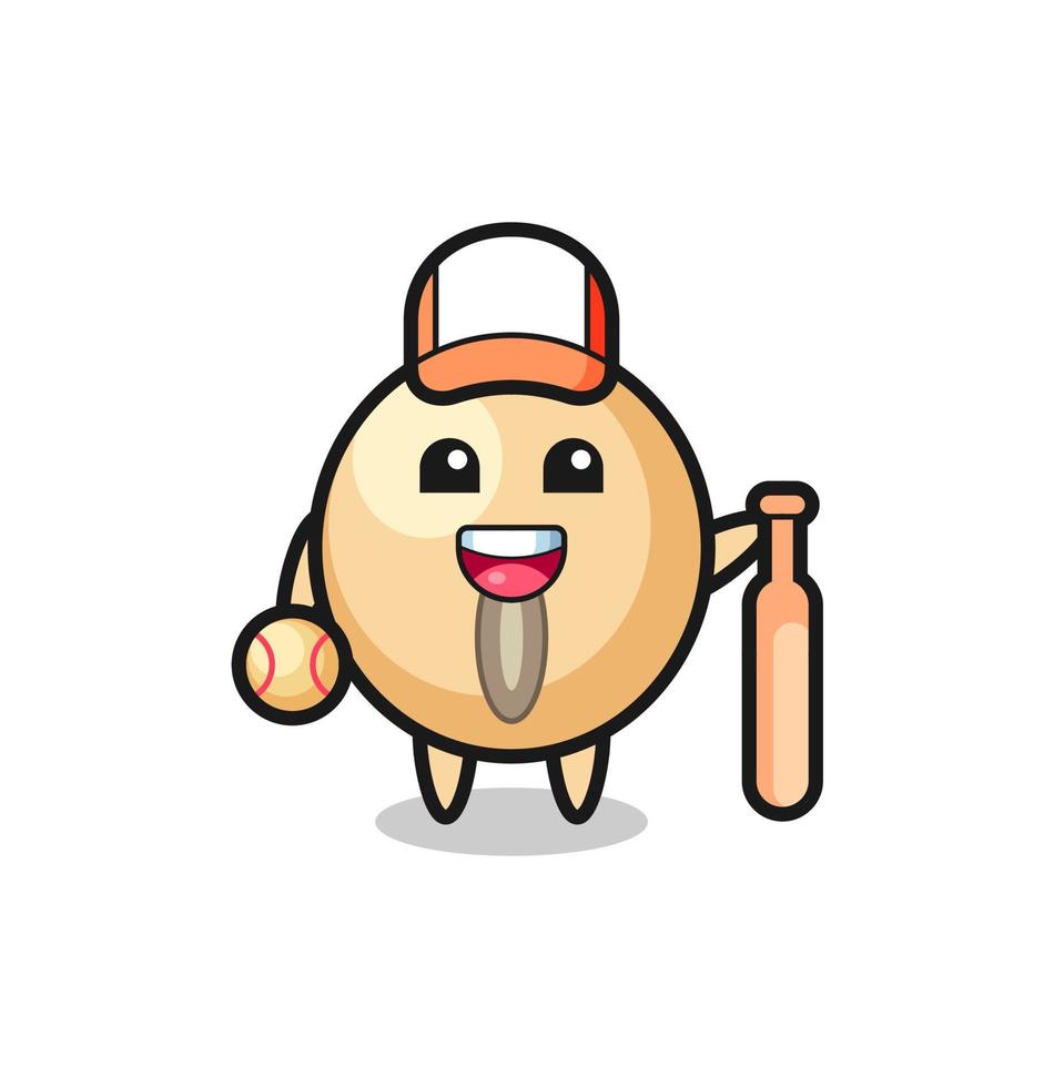 personaggio dei cartoni animati di semi di soia come giocatore di baseball vettore