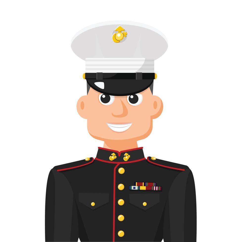 noi marine private in semplice vettore piatto. icona o simbolo del profilo personale. illustrazione vettoriale del concetto di persone militari.