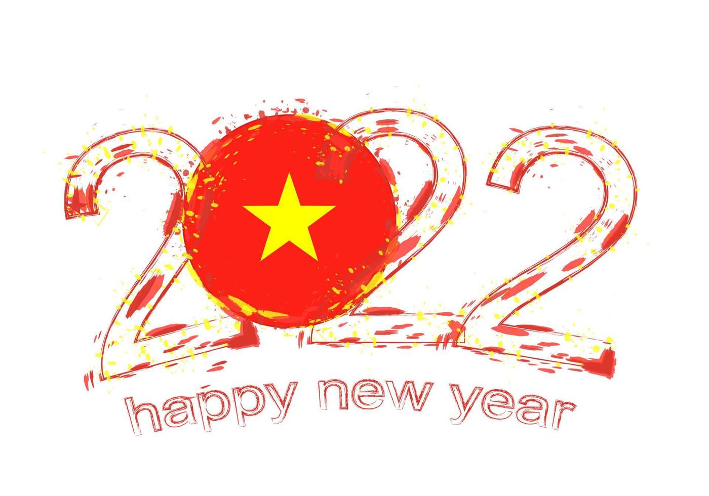 felice anno nuovo 2022 con la bandiera del vietnam. vettore