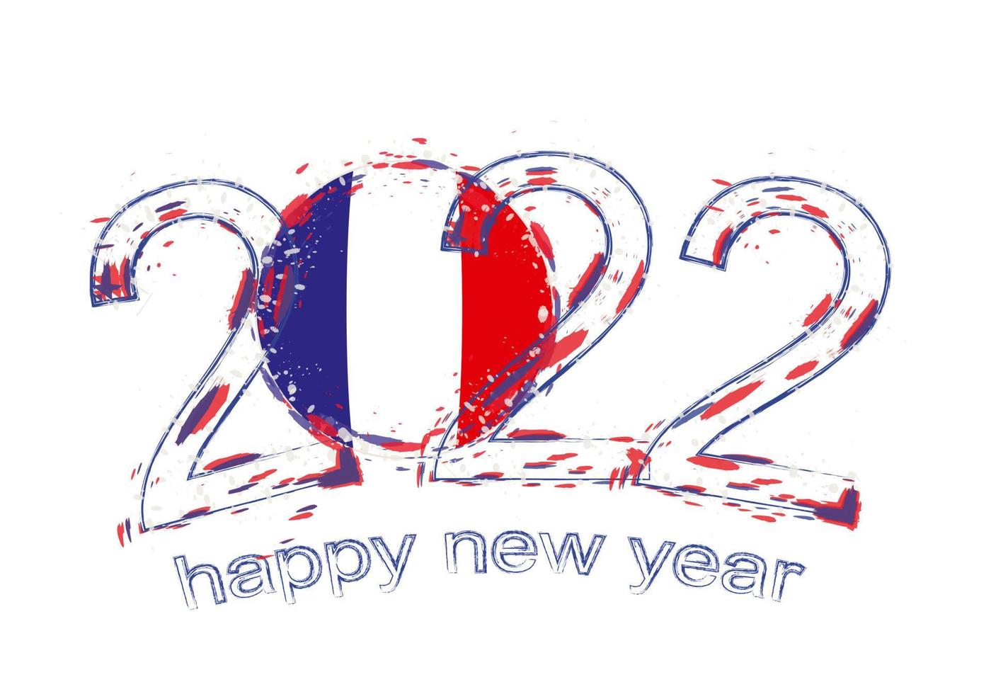 felice anno nuovo 2022 con la bandiera della francia. vettore